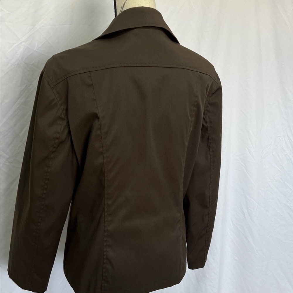 Sleek nylon cotton moto jacket brown large by Stefanel Italy - Picture 4 of 11